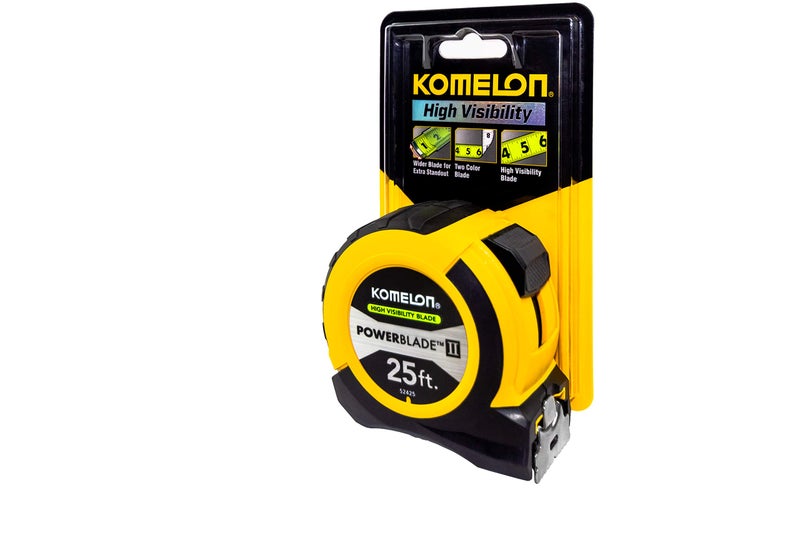 KOMELON مقياس شريط KOMELON USA 25' ABS POWERBLADE II واسع الشفرة، أصفر/أسود - Image 2